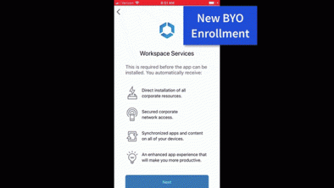 BYO Enrollment Screen
