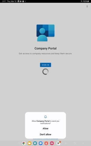 Company portal signin allow