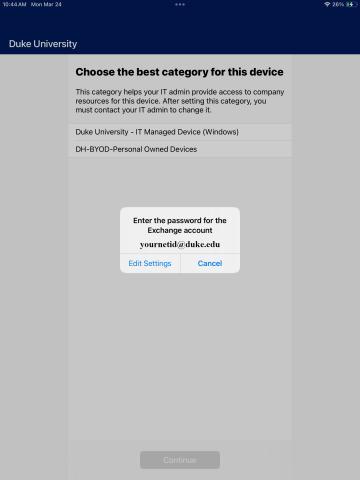 Enter email password