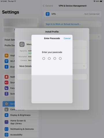 Enter passcode