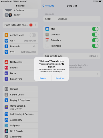 Setting use MS login