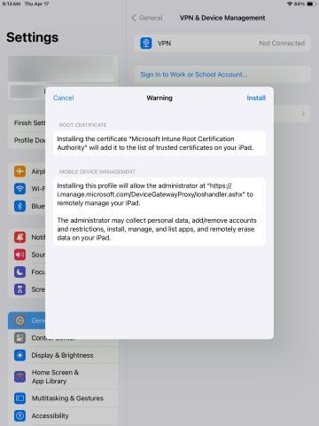 Warning Install