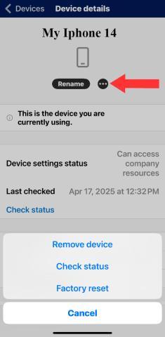 iOS Remove device