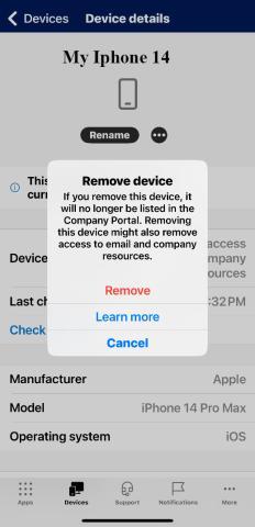 iOS Remove device 2