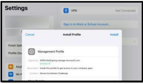 iOS Install Profile wide border